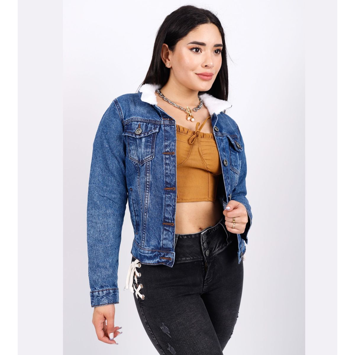 BENCUS JEANS - Abrigo Casaca Jean Mujer Teddy