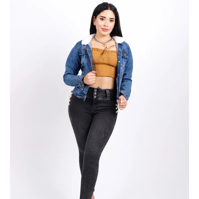 BENCUS JEANS - Abrigo Casaca Jean Mujer Teddy