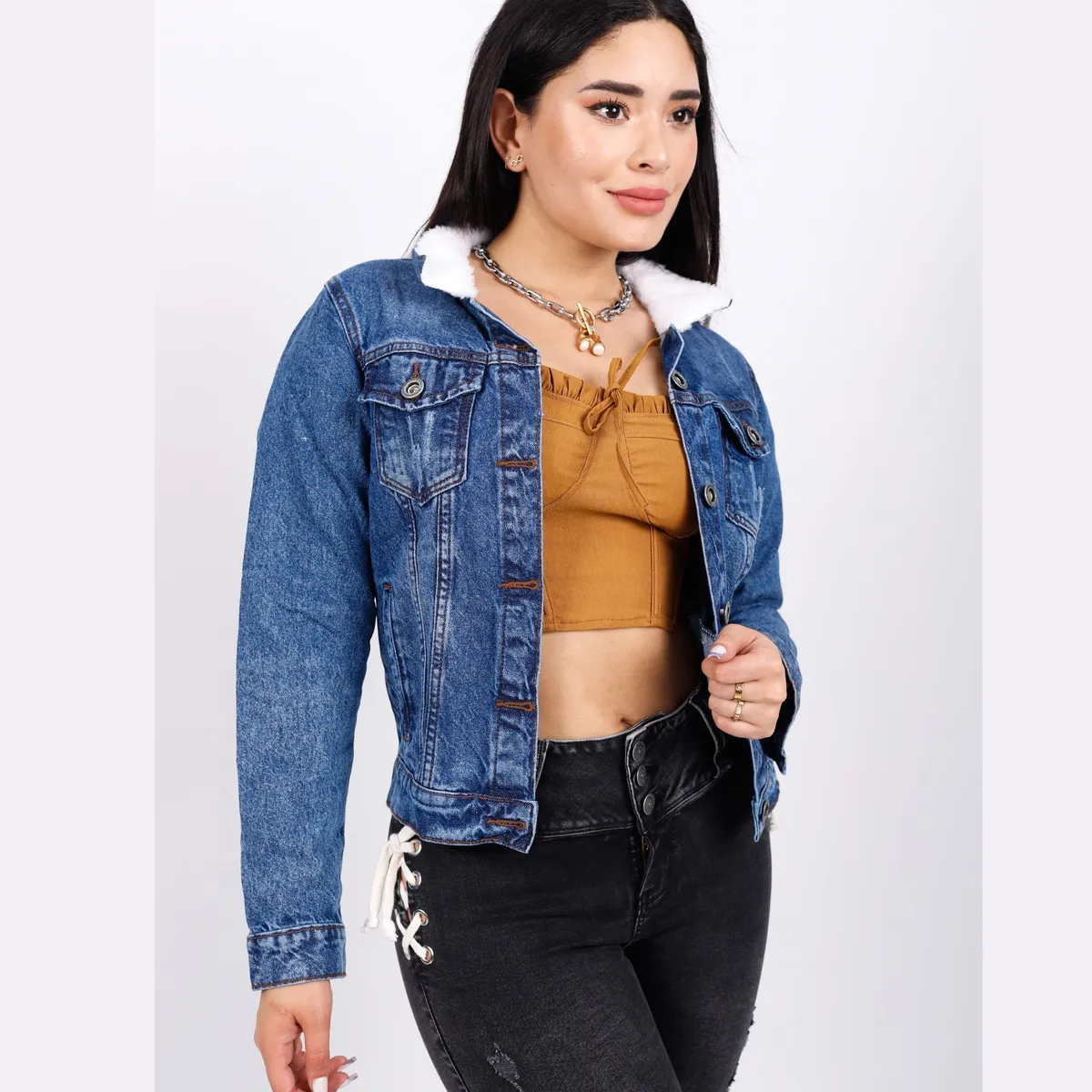 BENCUS JEANS - Abrigo Casaca Jean Mujer Teddy