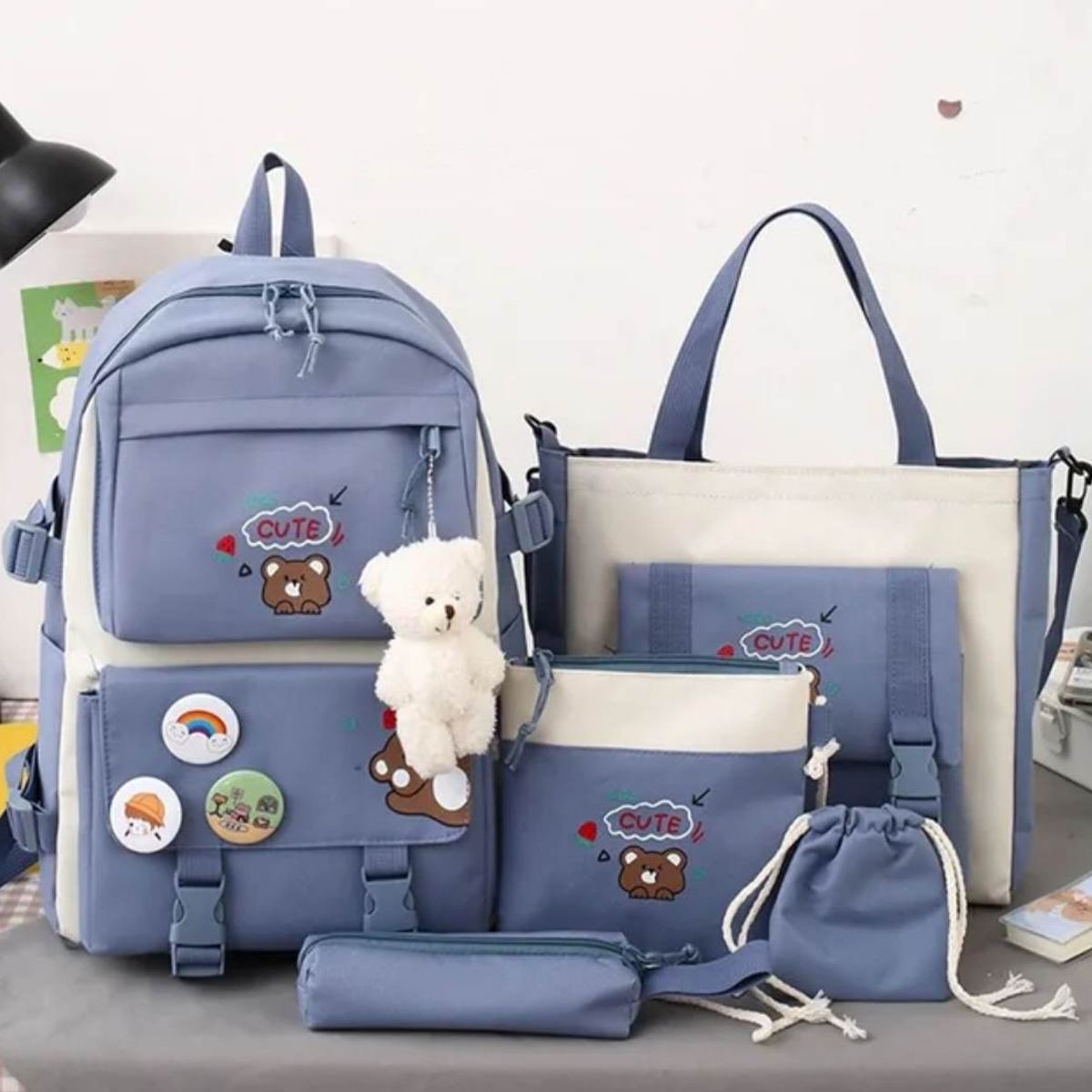 GENERICO - Mochila Kawai de 5 Piezas Bolso - Cartera - Cartuchera - Cartera