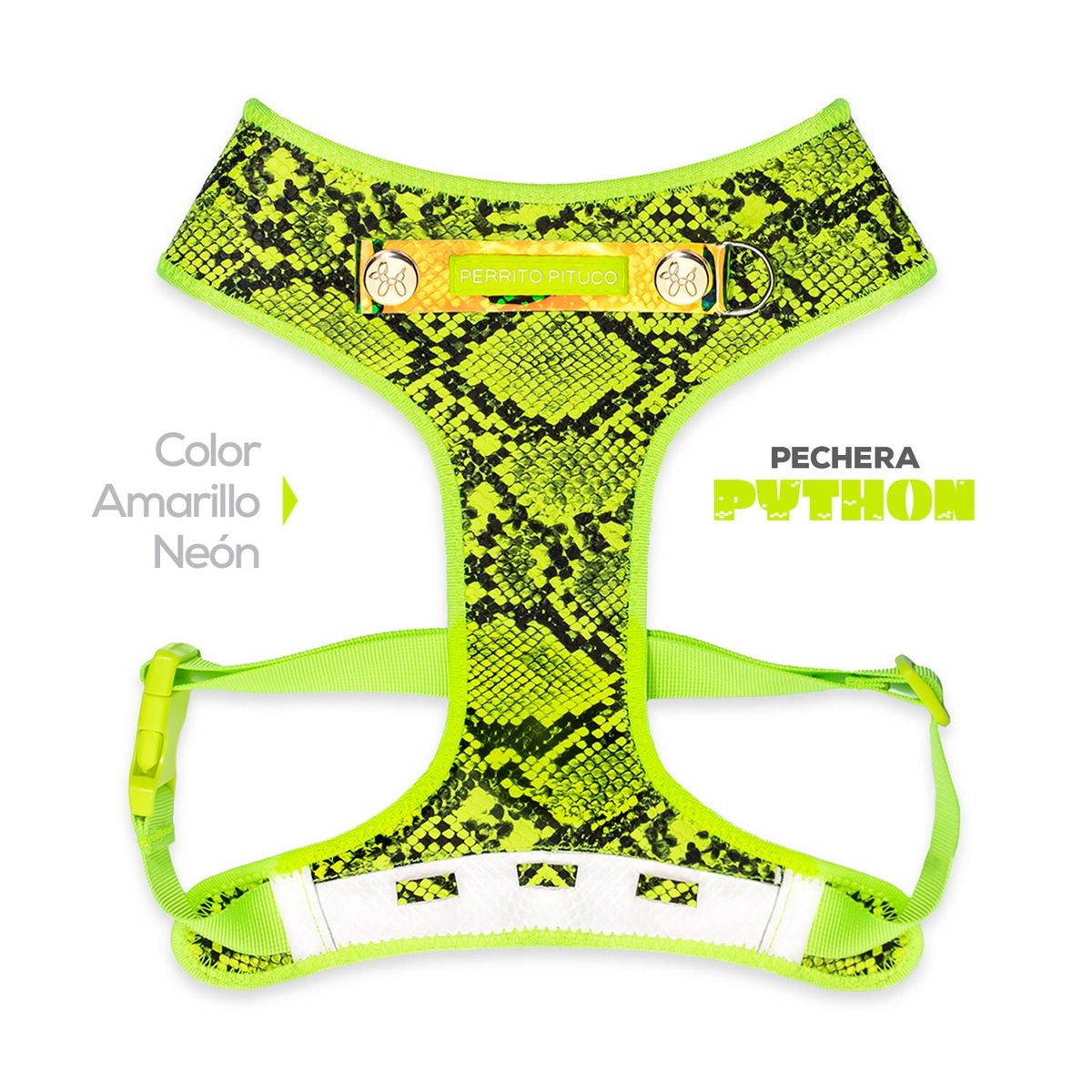 PERRITO PITUCO - PECHERA PERRITO PITUCO PYTHON AMARILLO NEÓN TALLA XL