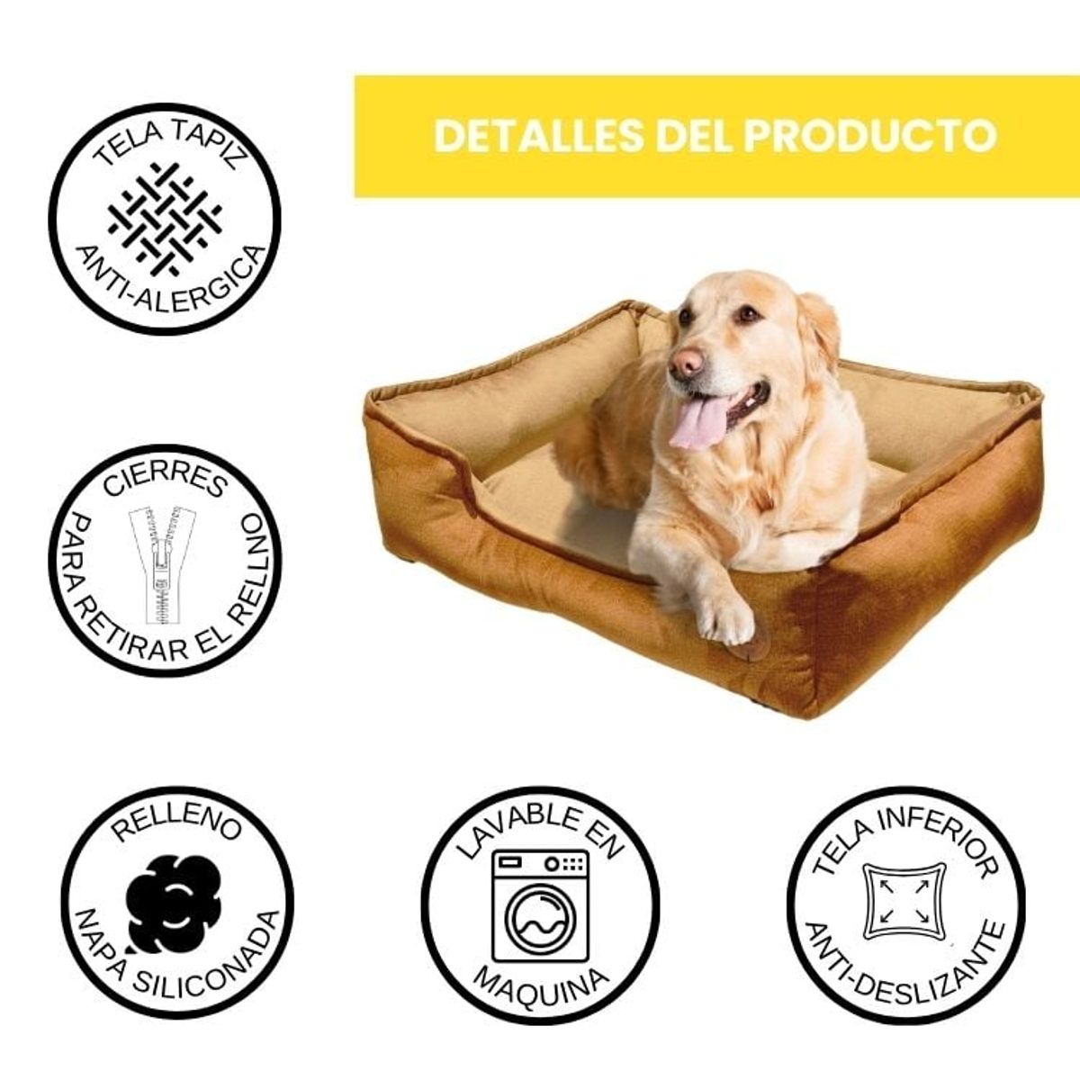 GENERICO - CAMA PARA PERROS 70X60CM TALLA L ANTIALÉRGICA Y LAVABLE