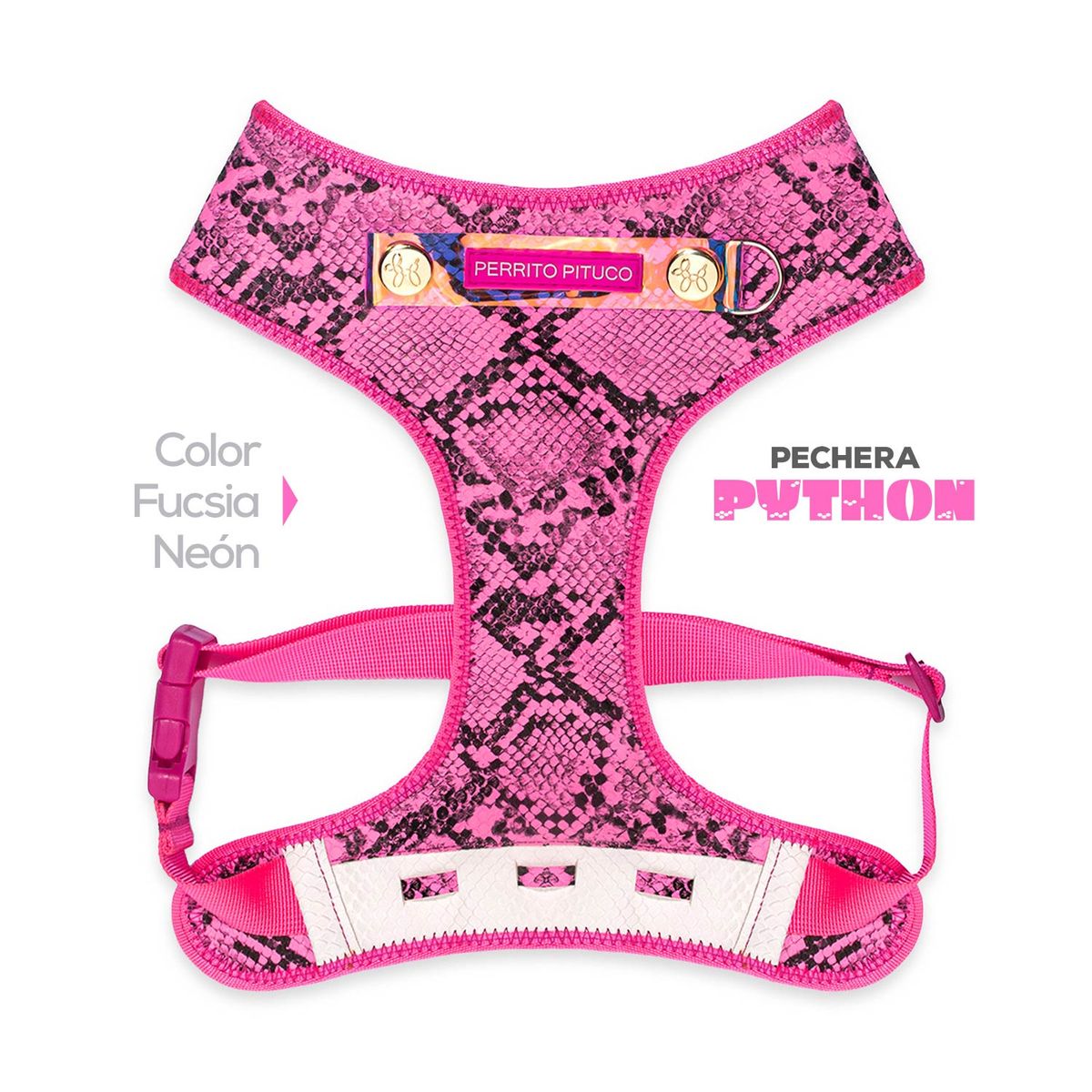 PERRITO PITUCO - PECHERA PERRITO PITUCO PYTHON FUCSIA NEÓN TALLA L PLUS
