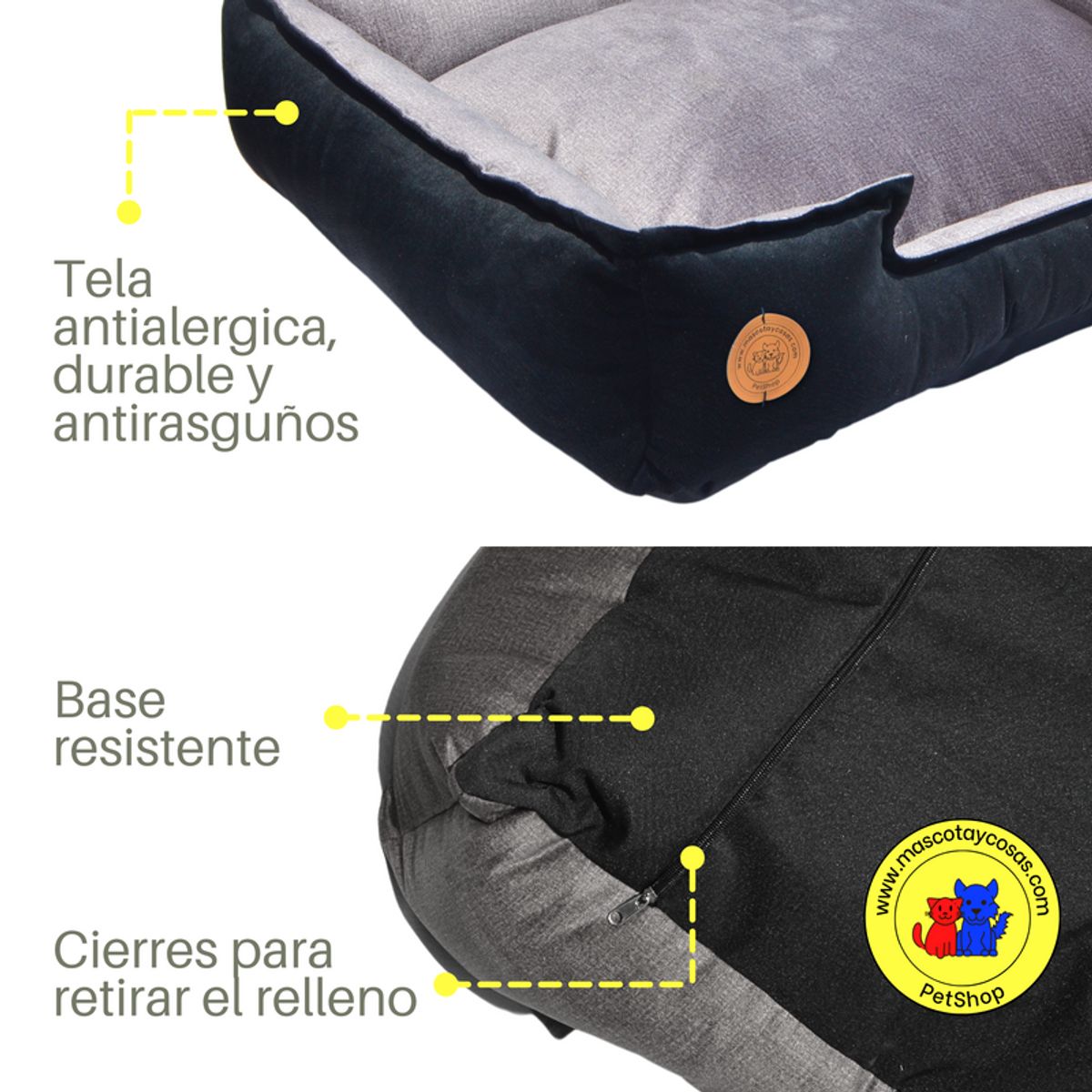 GENERICO - CAMA PARA PERROS 70X60CM TALLA L ANTIALÉRGICA Y LAVABLE