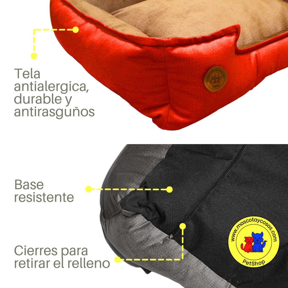 GENERICO - CAMA PARA PERROS 70X60CM TALLA L ANTIALÉRGICA Y LAVABLE