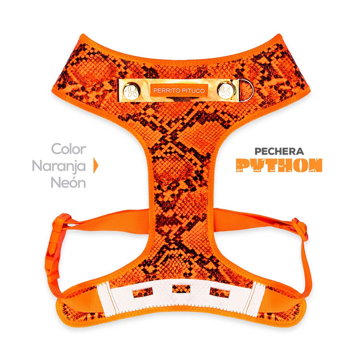 PERRITO PITUCO - PECHERA PERRITO PITUCO PYTHON NARANJA NEÓN TALLA M
