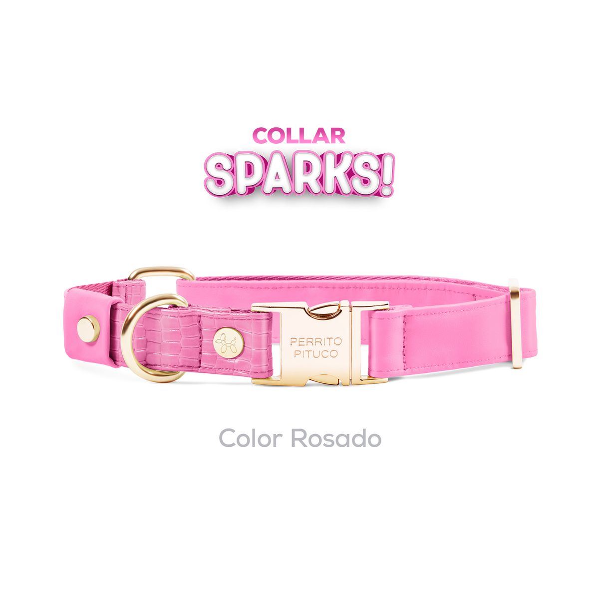 PERRITO PITUCO - COLLAR PERRITO PITUCO SPARKS ROSADO TALLA XS