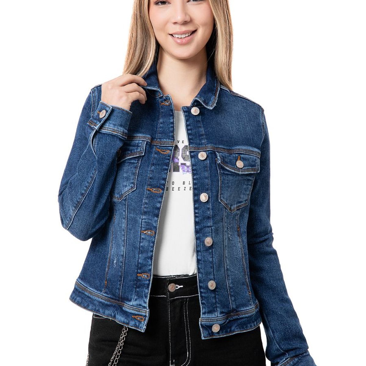 SQUEEZE - Casaca Denim Stretch Fontana Mujer