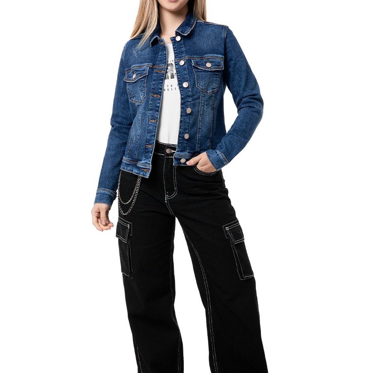 SQUEEZE - Casaca Denim Stretch Fontana Mujer