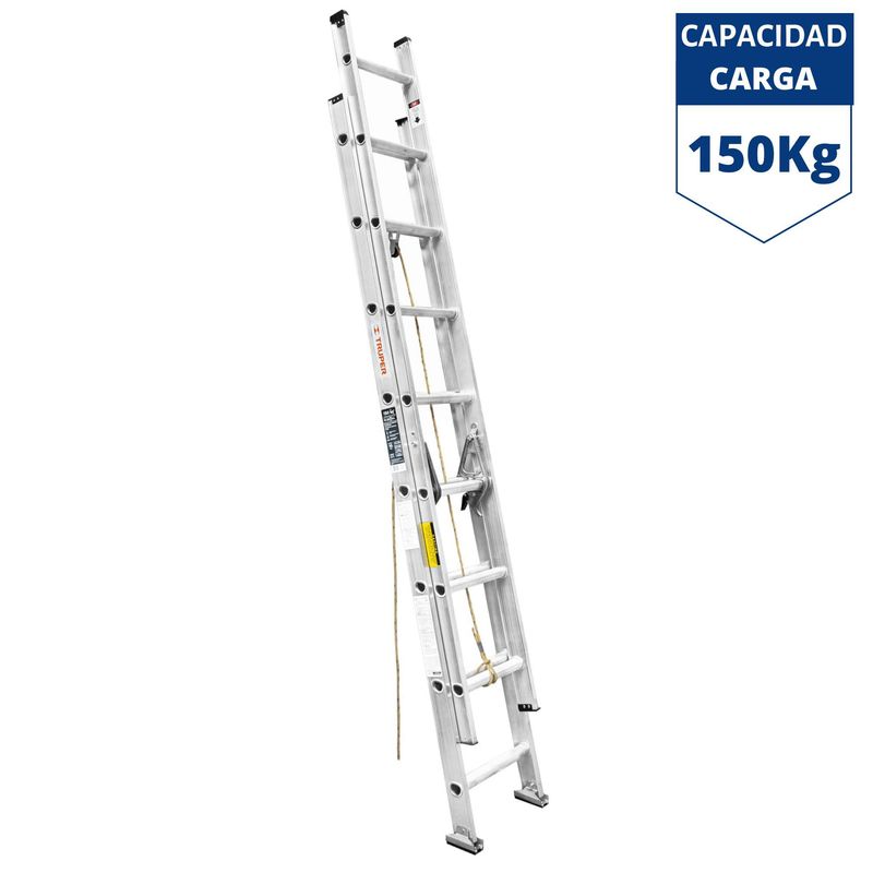 TRUPER - Escalera telescópica, 16 peldaños, Truper soporta 150 Kg