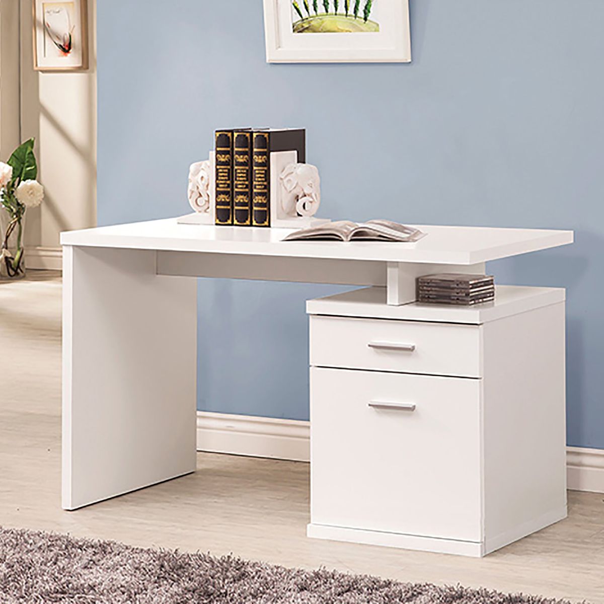 VILLA HOGAR - Escritorio Arles blanco con 2 cajones