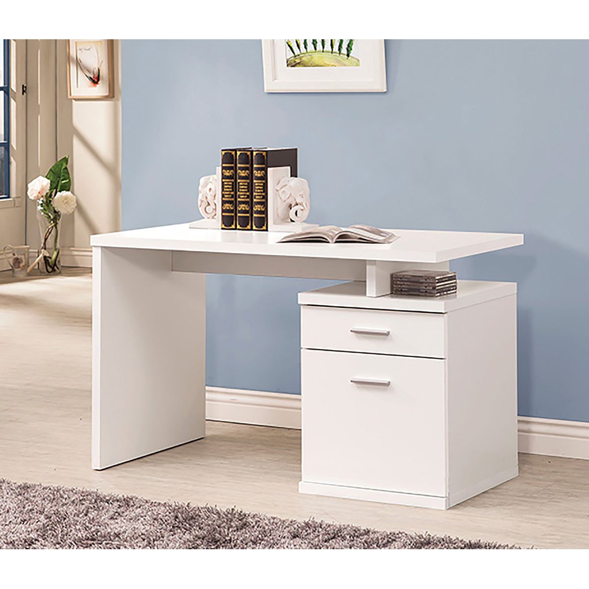 VILLA HOGAR - Escritorio Arles blanco con 2 cajones