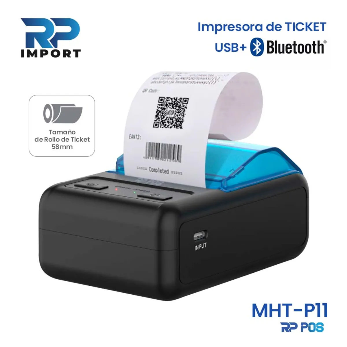 RP POS - Impresora térmica de ticket 58mm portable RP POS BLUETOOTH - 10 ROLLOS