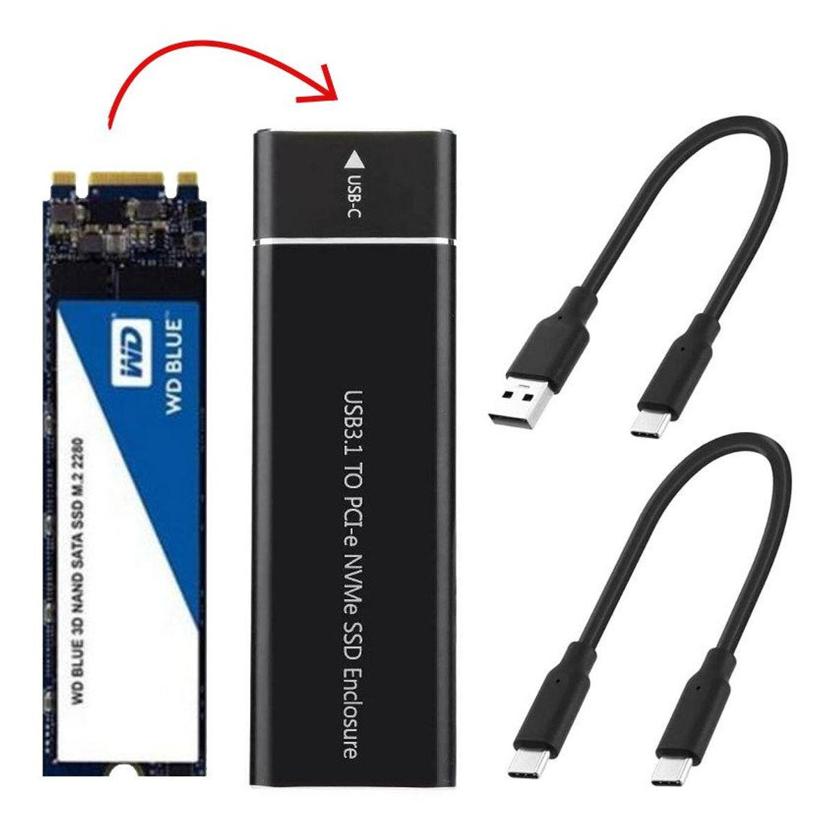 GENERICO - Adaptador Carcasa Externa Lector M.2 Nvme Disco duro Usb 3.1 tipo C