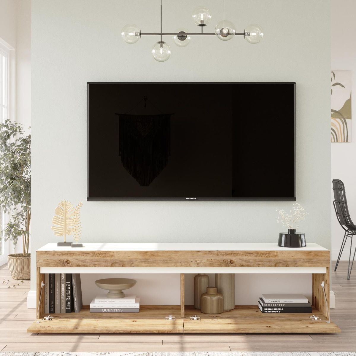 STARHOME - CENTRO DE ENTRETENIMIENTO STARHOME  KABUL ROBLE Y BLANCO