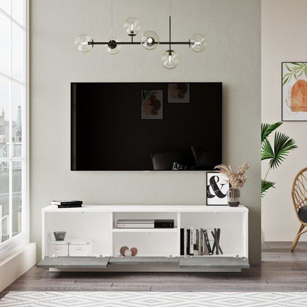 STARHOME - CENTRO DE ENTRETENIMIENTO STARHOME CHICAGO BLANCO Y CONCRETO