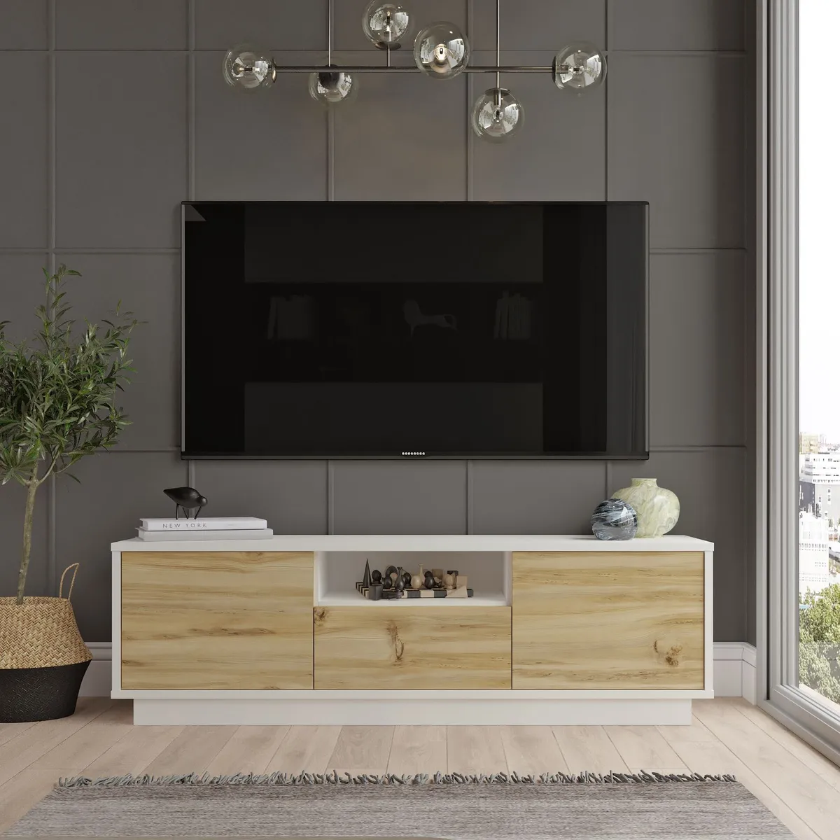 STARHOME - CENTRO DE ENTRETENIMIENTO STARHOME CHICAGO BLANCO Y ROBLE