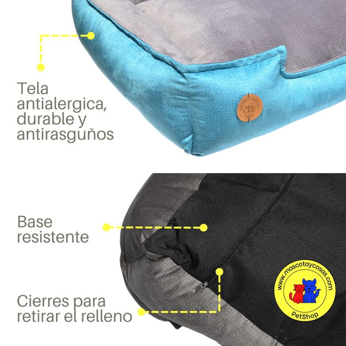 GENERICO - CAMA PARA PERROS 60X50CM TALLA M ANTIALÉRGICA Y LAVABLE