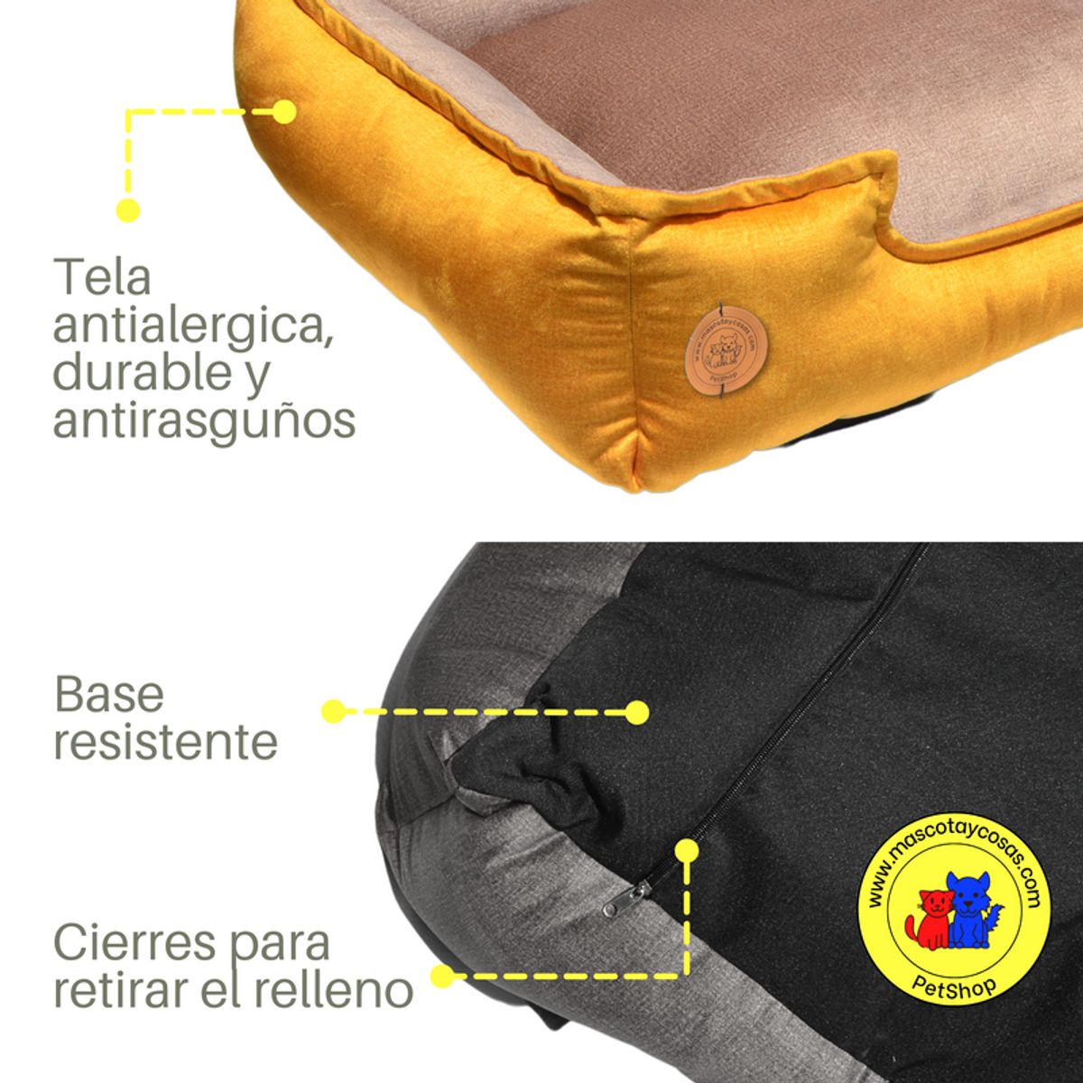 GENERICO - CAMA PARA PERROS 80X70CM TALLA XL ANTIALÉRGICA Y LAVABLE