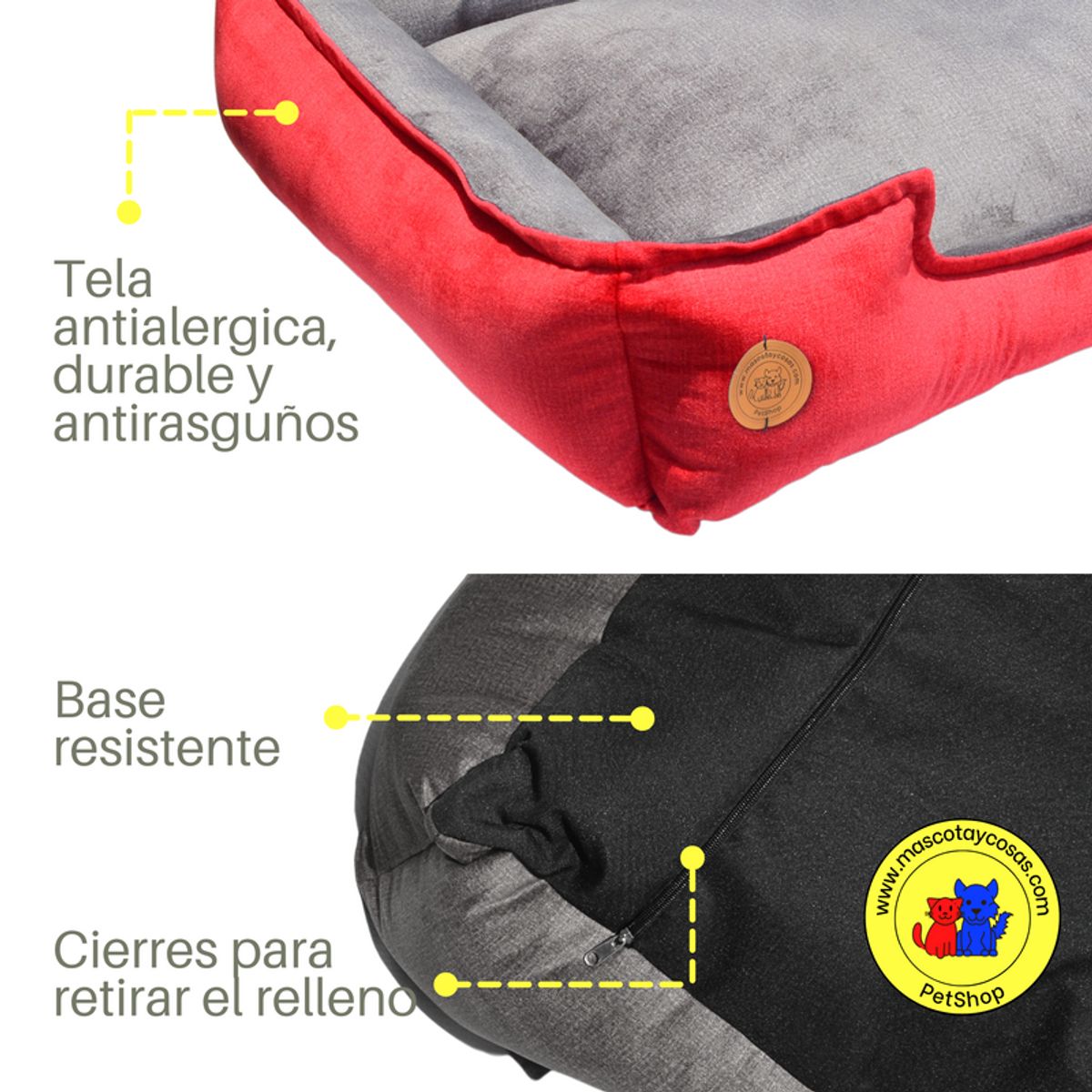 GENERICO - CAMA PARA PERROS 80X70CM TALLA XL ANTIALÉRGICA Y LAVABLE