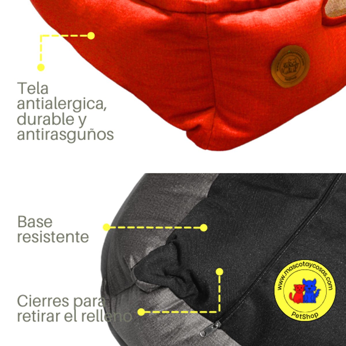 GENERICO - CAMA PARA PERROS 80X70CM TALLA XL ANTIALÉRGICA Y LAVABLE