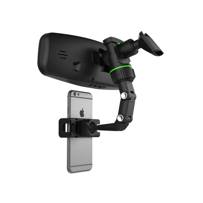 GENERICO - Soporte Holder con Clip de Espejo Retrovisor 360° para Celular - Negro