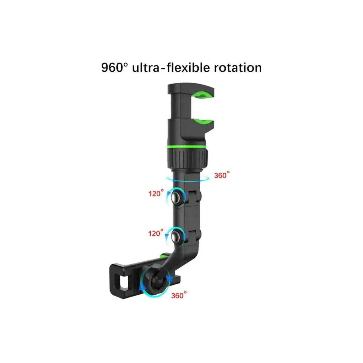 GENERICO - Soporte Holder con Clip de Espejo Retrovisor 360° para Celular - Negro