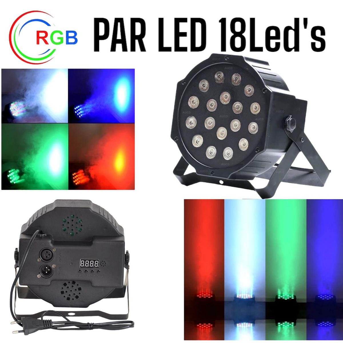 OEM - Par LED 18Leds 3Watts RGB AutoSound DMX520 Reflector Luces Color