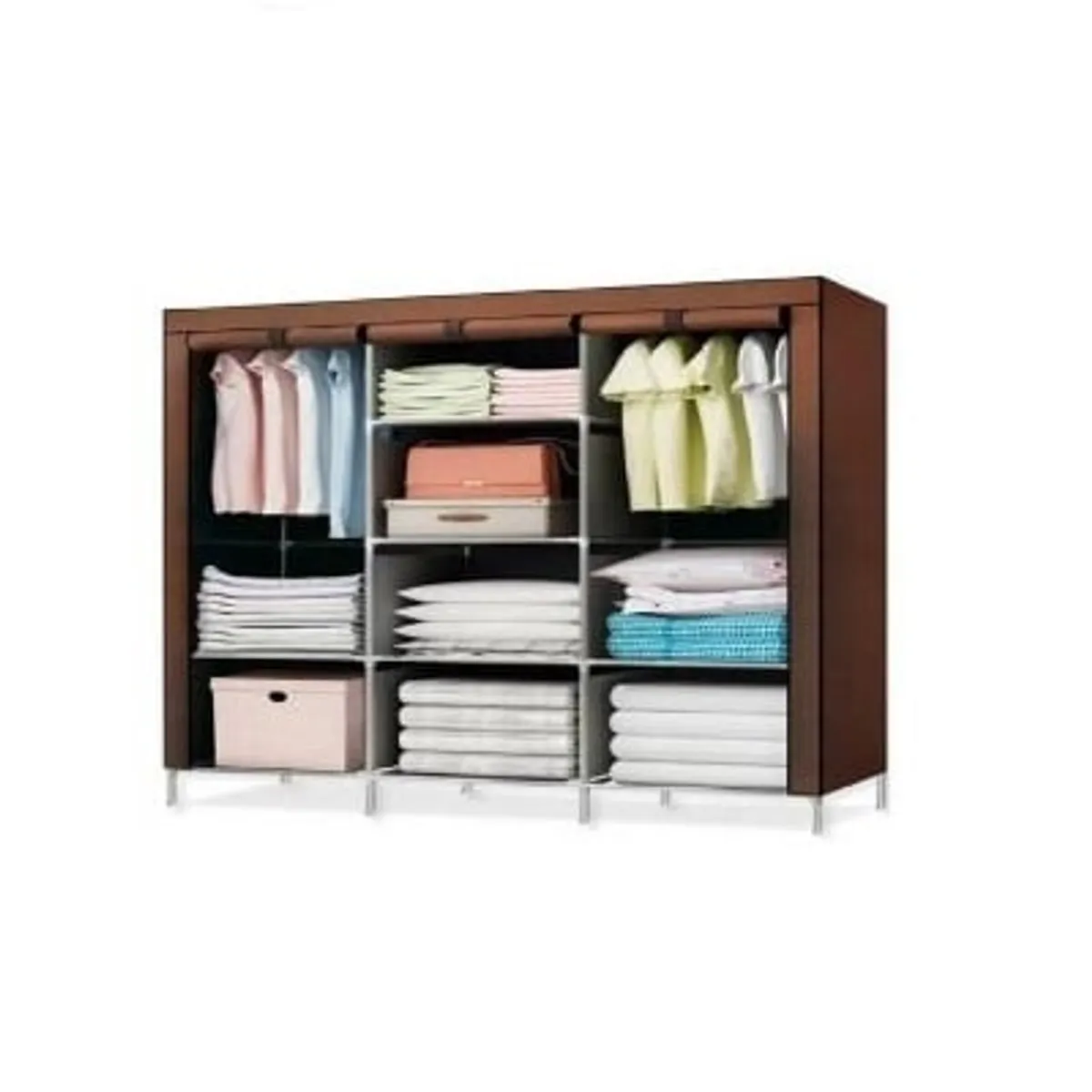 GENERICO - Ropero Perchero Organizador Armario Closet Armable 3 Cuerpos con Funda