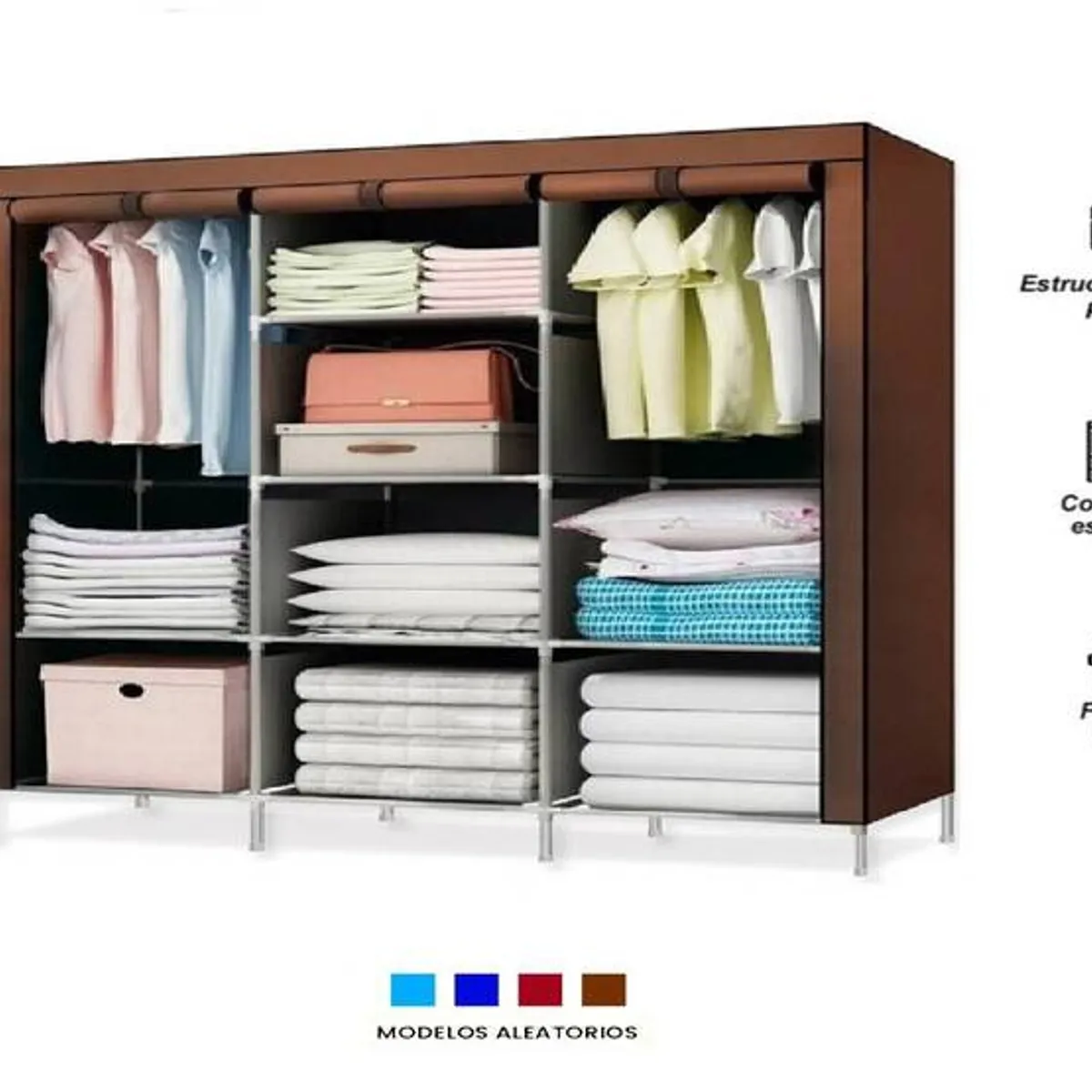 GENERICO - Ropero Perchero Organizador Armario Closet Armable 3 Cuerpos con Funda