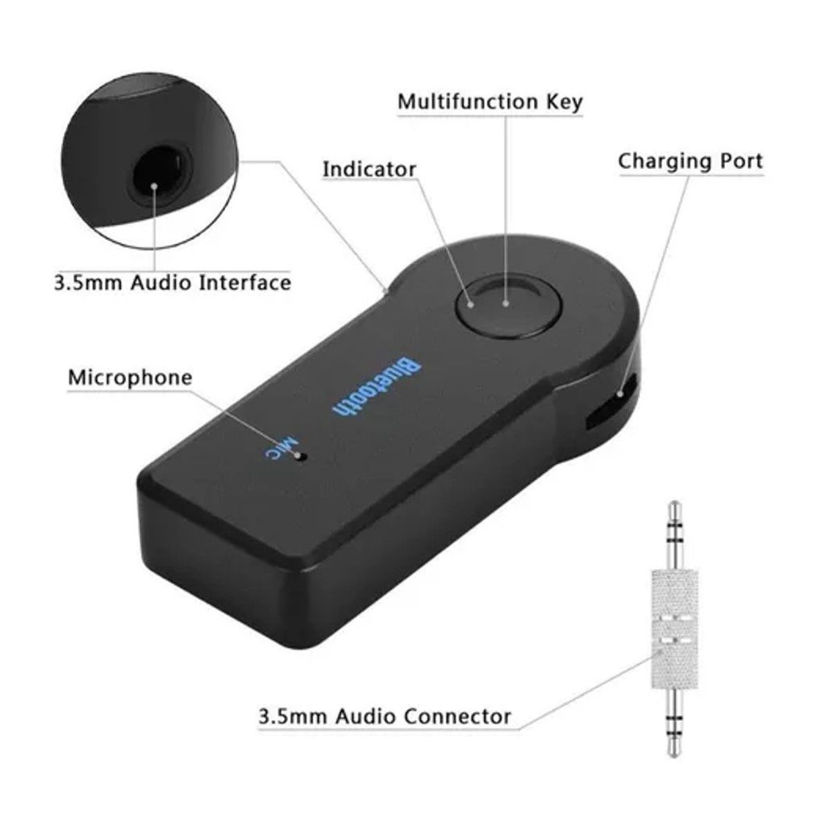 GENERICO - Adaptador y Receptor de Bluetooth para Audio Recargable