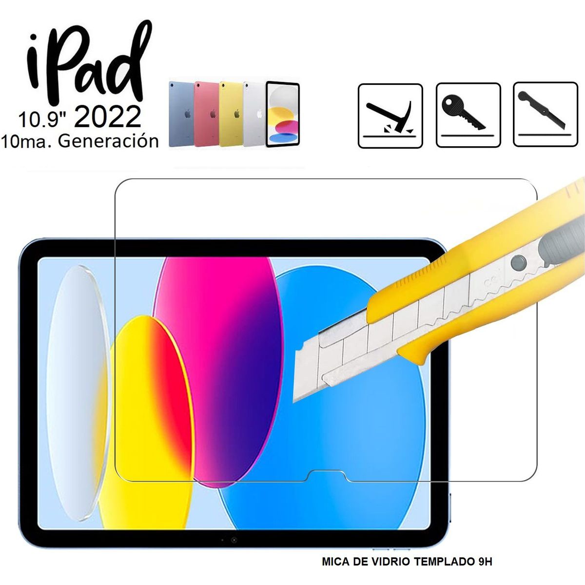 GENERICO - Mica de vidrio Protector 9H para iPad 10ma Gen 10.9 A2696 A2757