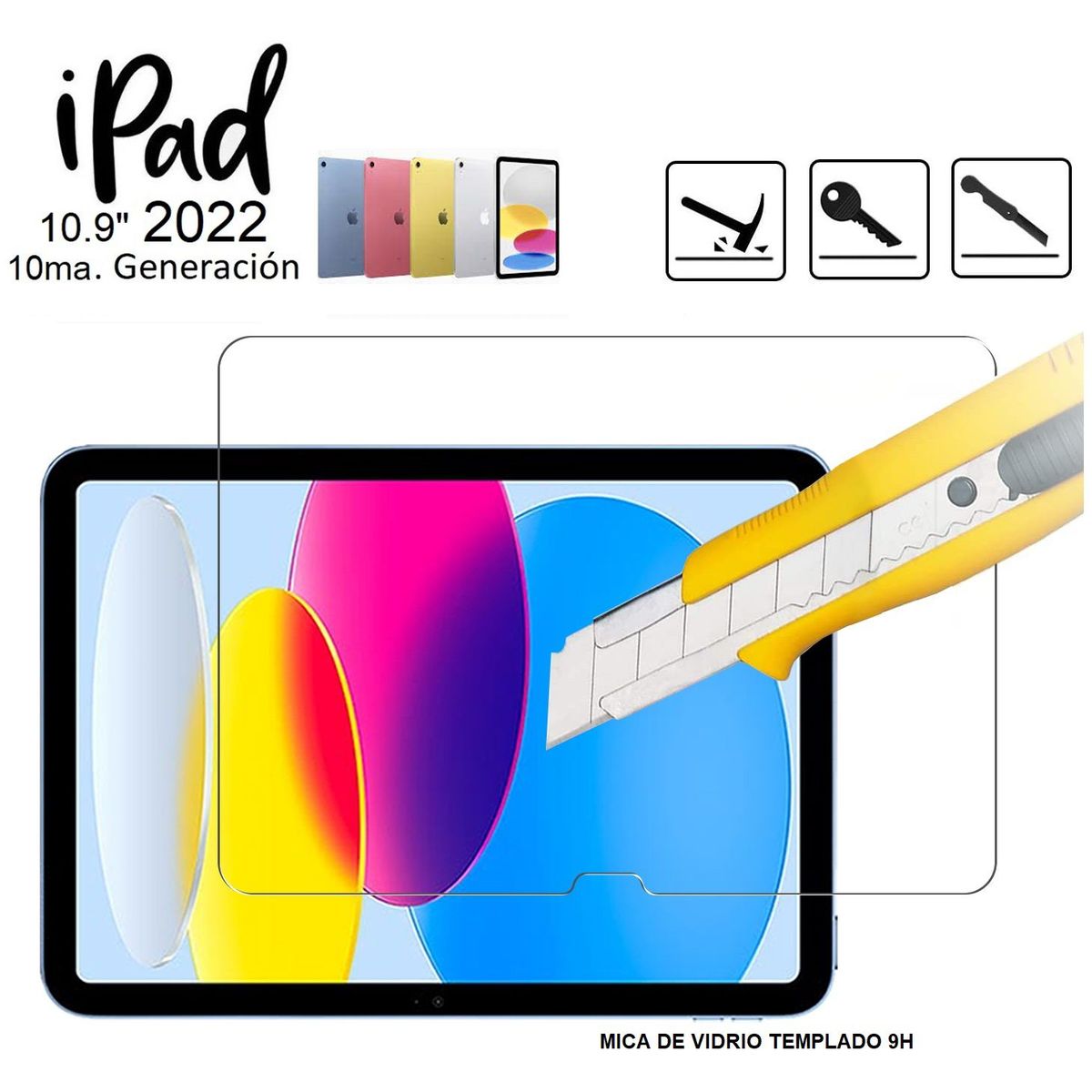 GENERICO - Mica de vidrio Protector 9H para iPad 10ma Gen 10.9 A2696 A2757
