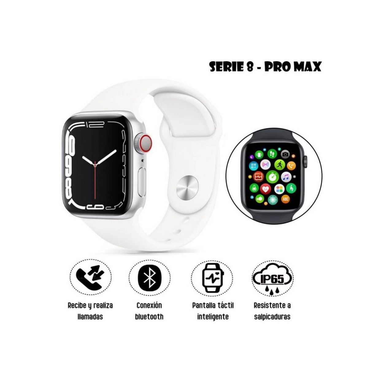 GENERICO - Smartwatch I8 Pro Max Serie 8 Blanco