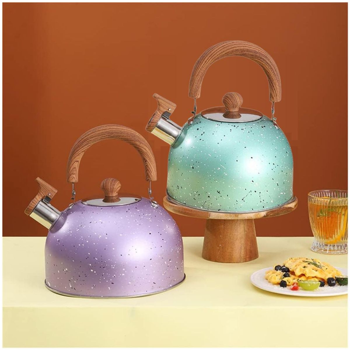 INSPIRA MARKET - Tetera de acero con silbador grafito 2 litros