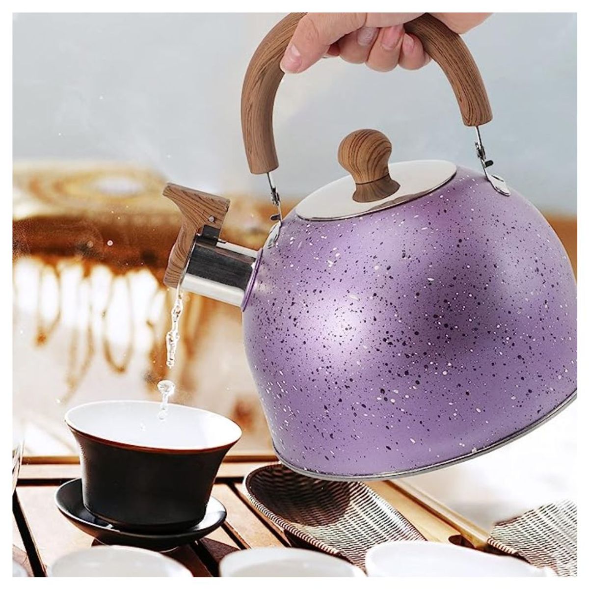 INSPIRA MARKET - Tetera de acero con silbador grafito 2 litros