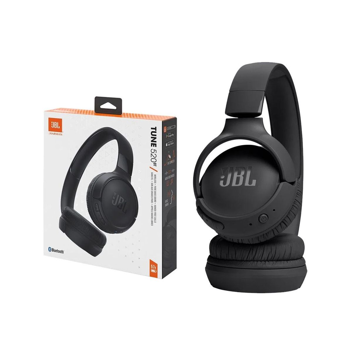 JBL - Audífonos Bluetooth JBL Tune 520BT Pure Bass Sound Negro