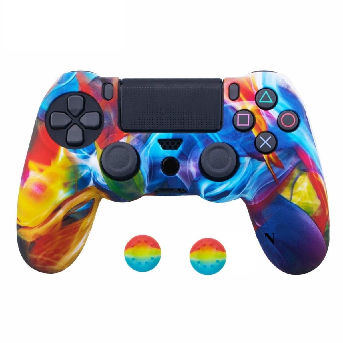 GENERICO - Funda de Silicona Camuflaje Ps4, Dualshock, PS4 Slim + 2 Tapas De Goma