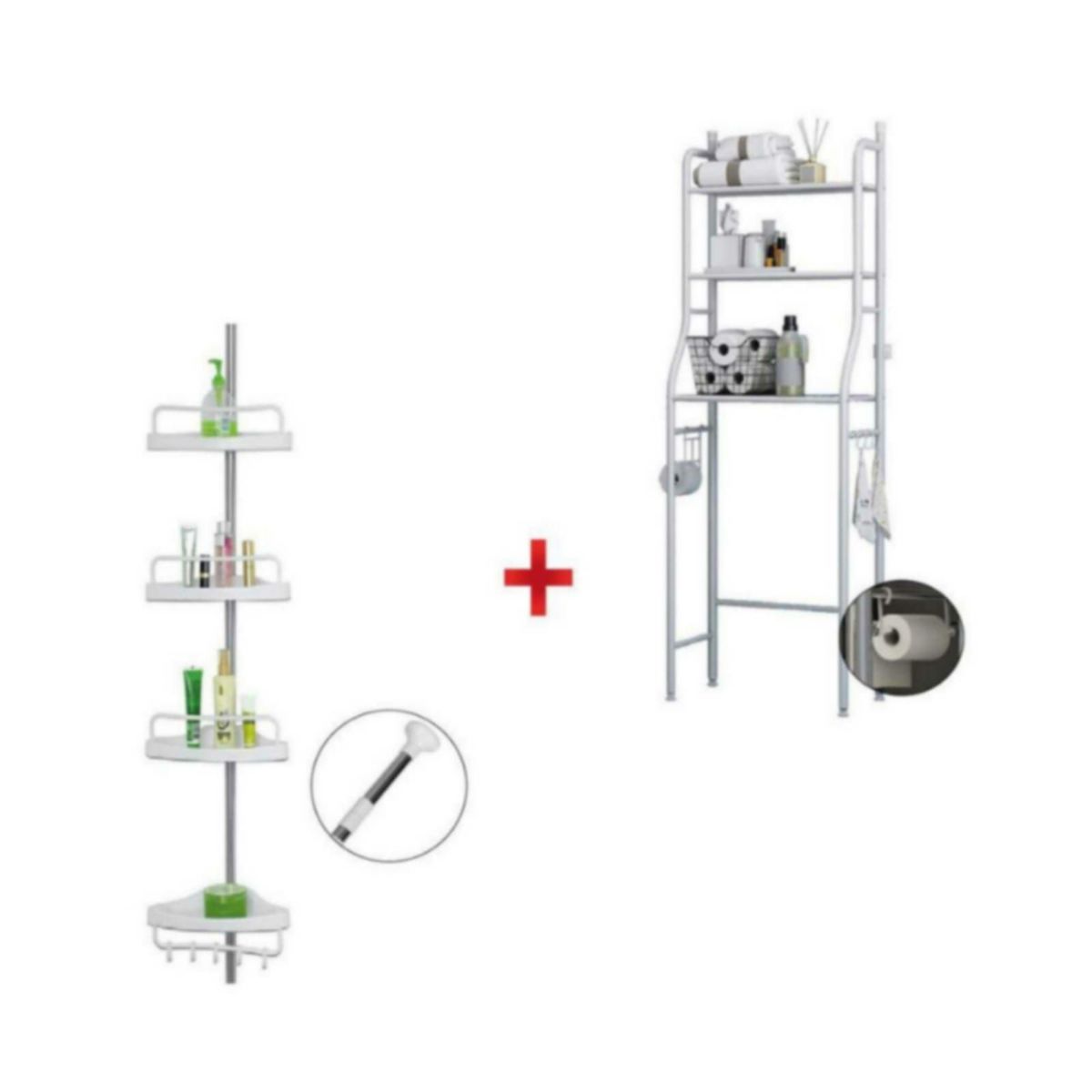 GENERICO - Pack Estante de Baño + Esquinero 4 NIVELES