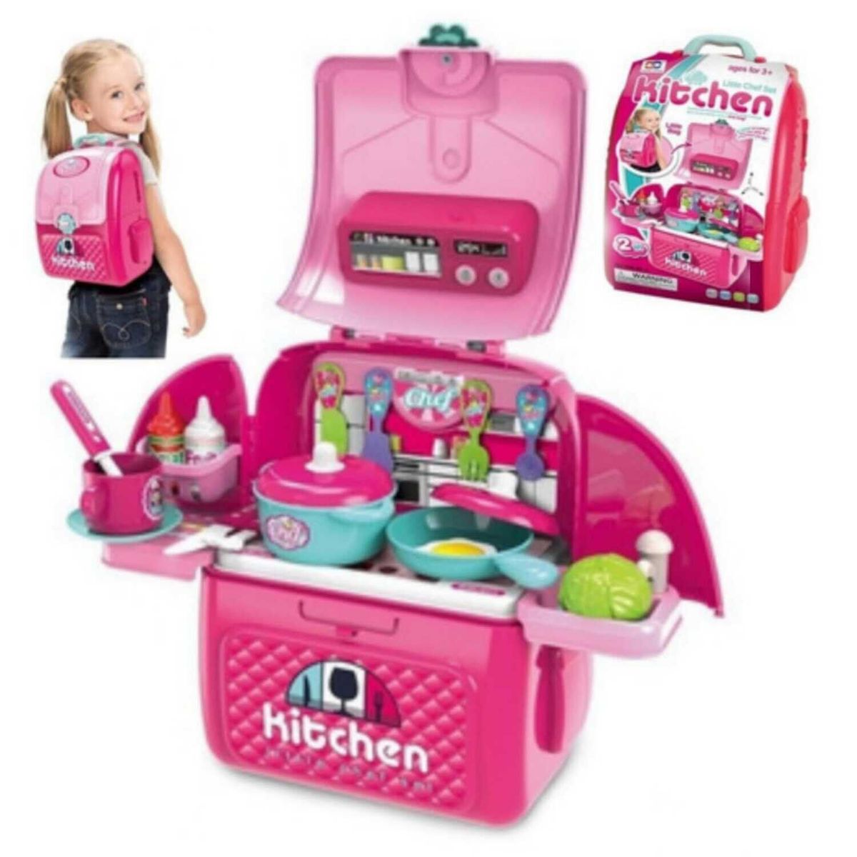 GENERICO - Set de cocina modelo mochila para niñas