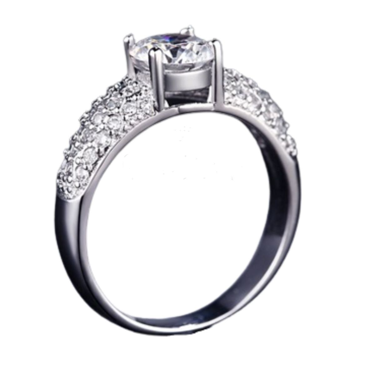 GENERICO - Anillo de Compromiso Shiny Deluxe Bañado Oro Blanco18K Genieka