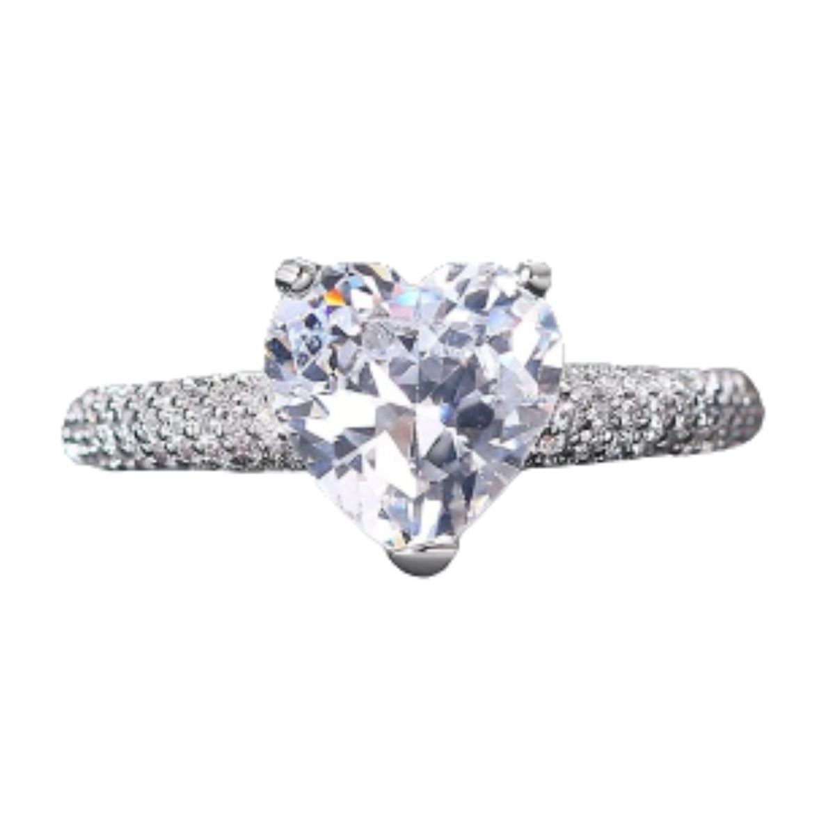 GENERICO - Anillo Compromiso Diamond Heart Bañado Oro Blanco18K Aro Genieka