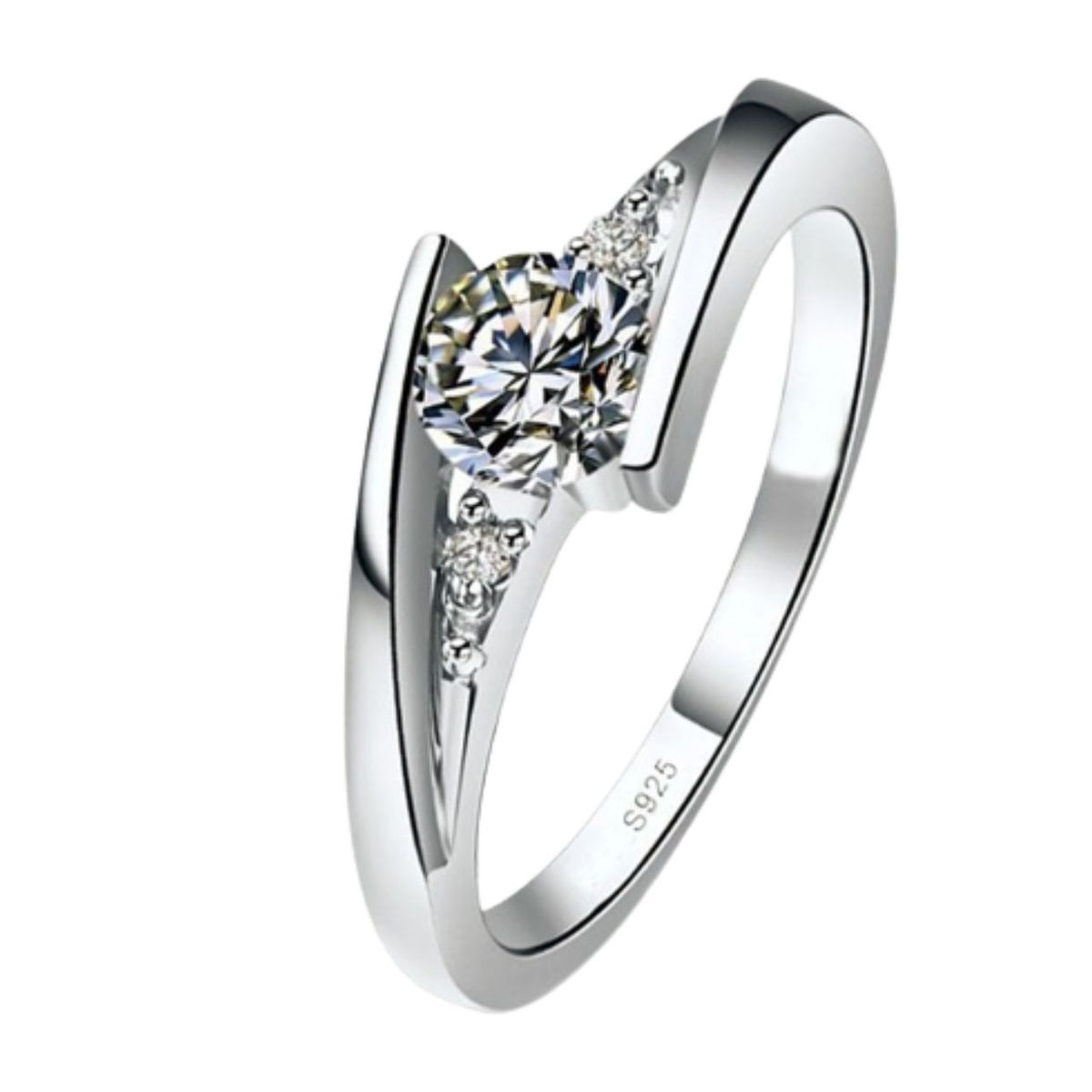 GENERICO - Anillo de Compromiso Infinito Bañado en Oro Blanco 18K Aro - Genieka