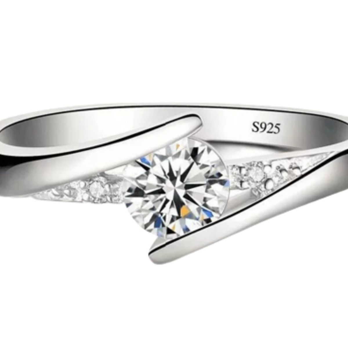 GENERICO - Anillo de Compromiso Infinito Bañado en Oro Blanco 18K Aro - Genieka