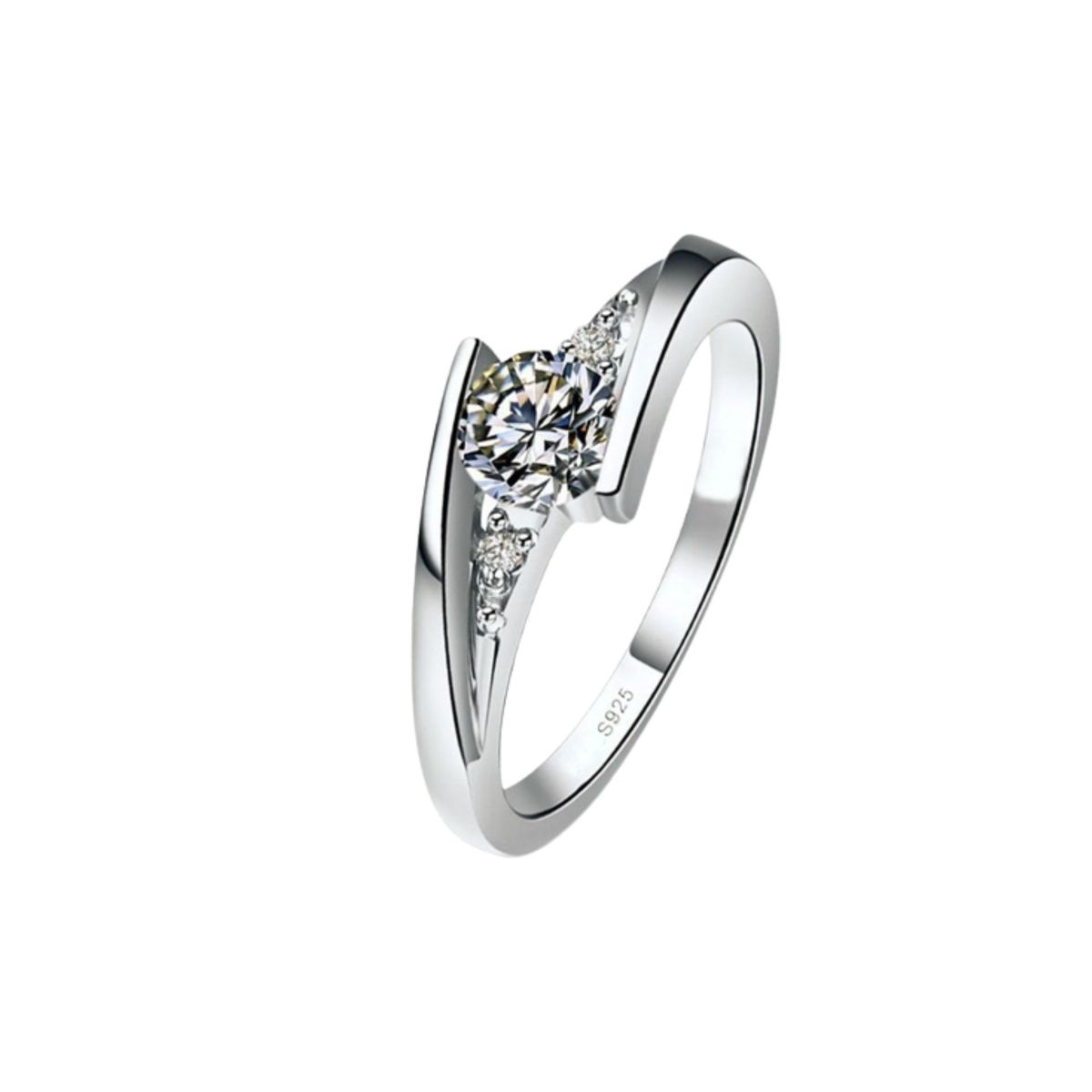 GENERICO - Anillo de Compromiso Infinito Bañado en Oro Blanco 18K Aro - Genieka