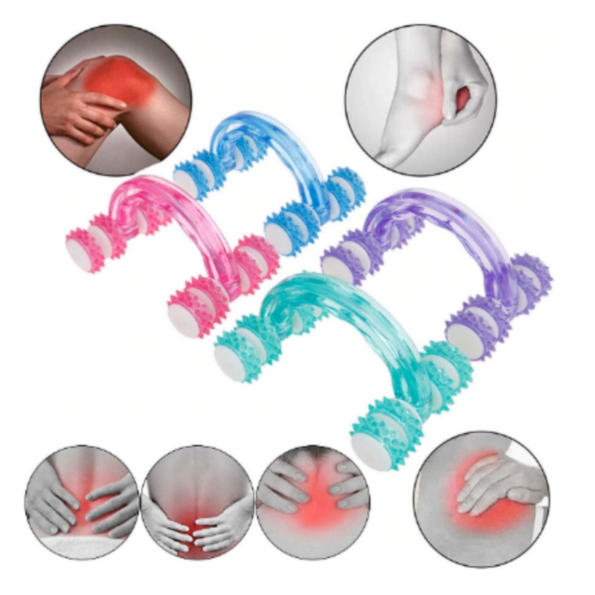 GENERICO - Masajeador Rodillo 8 Ruedas Alivia Dolor Muscular