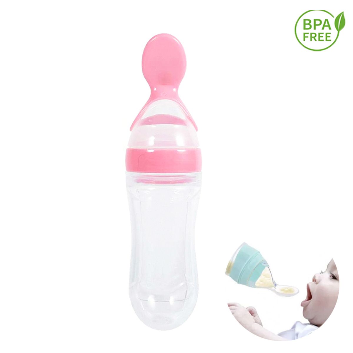 GENERICO - Biberon cuchara rosado papilla 90 ml producto para bebe