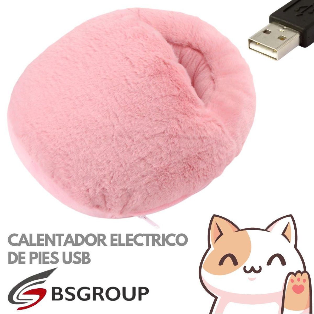GENERICO - Calentador de Pies Electrico Felpa Rosa Kawai USB  Laptop