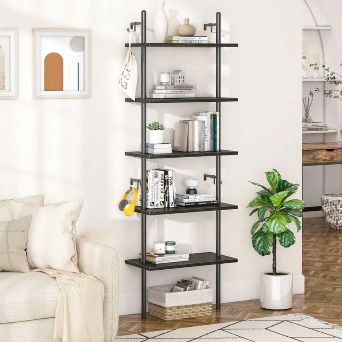 VENTITAS HOME - Librero de Pared Industrial Jetsa Ventitas Home Negro