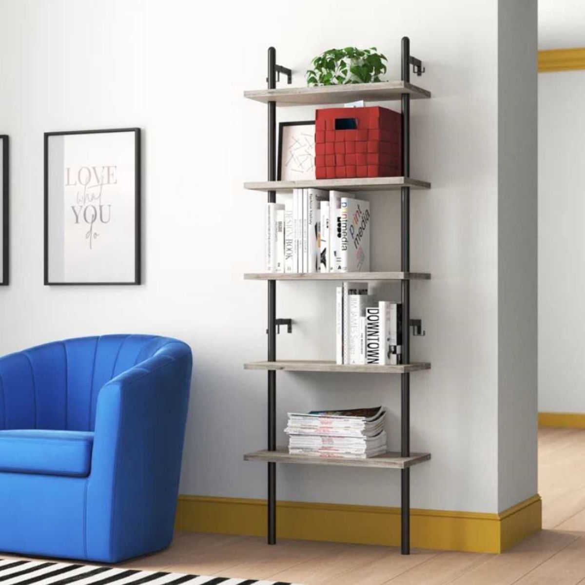 VENTITAS HOME - Librero de Pared Industrial Jetsa Ventitas Home Olivo y Negro